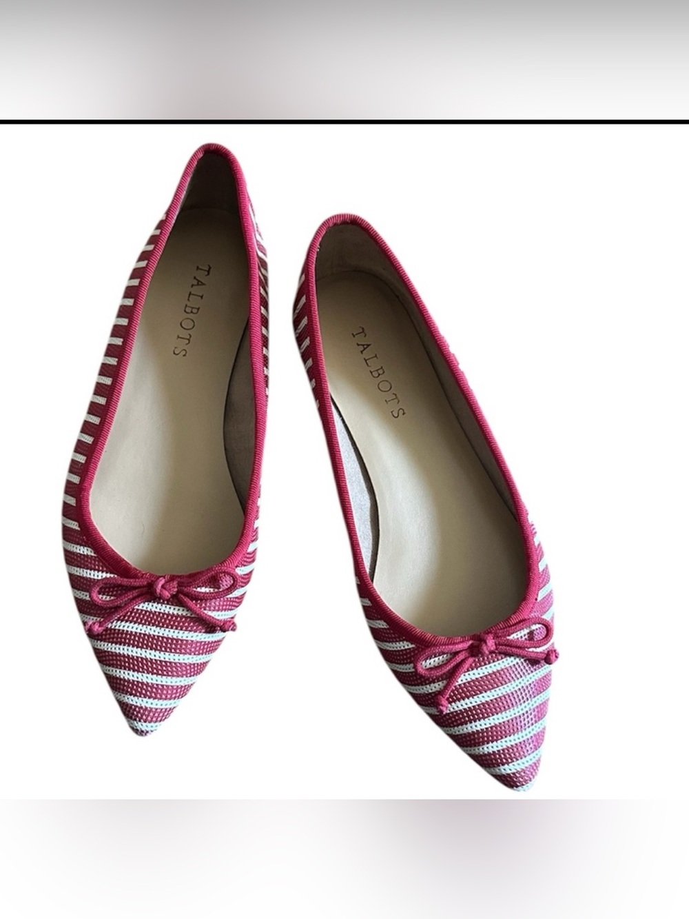 Talbots Red  Striped Pointed-Toe Ballet Flats